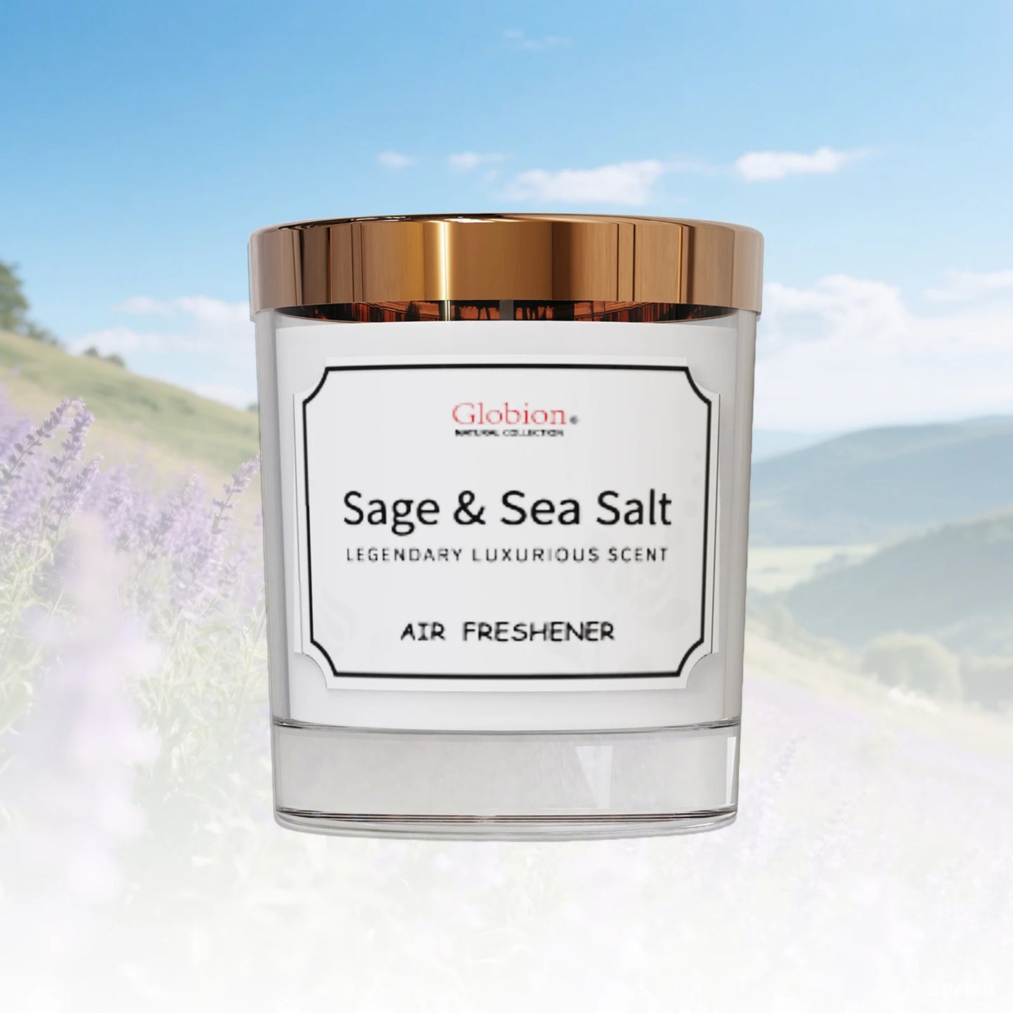 Scented Candle Sage and Sea Salt Aromatherapy Candle Glass Jar + Lid 7oz for Home 45 Hours Burn Time Gift for Women & Men