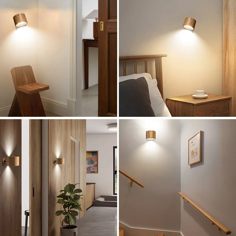 Led 2 in 1 Wall Lights Touch Control 2000mah Battery Usb Recharge 360° Rotatable Wireless Portable  Bedroom Reading Night Lamp