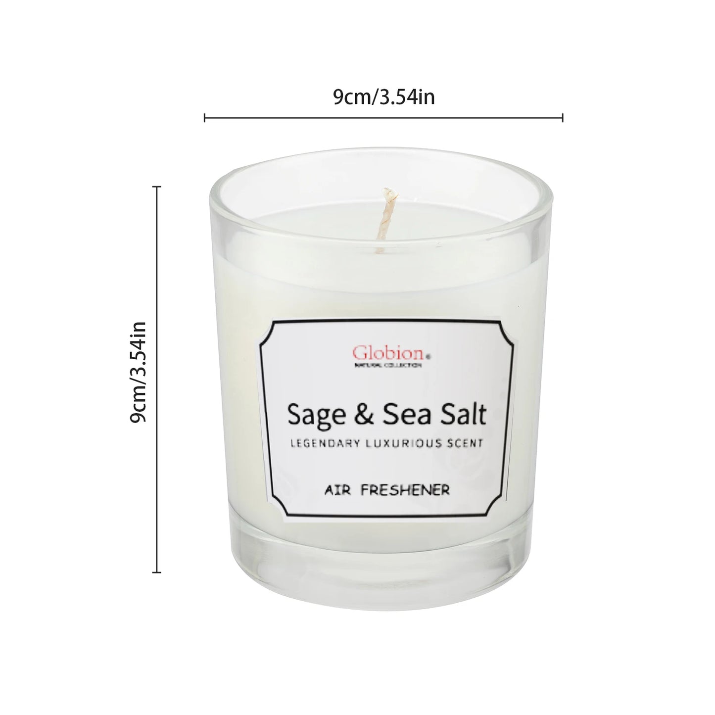 Scented Candle Sage and Sea Salt Aromatherapy Candle Glass Jar + Lid 7oz for Home 45 Hours Burn Time Gift for Women & Men